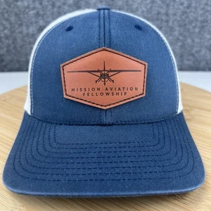 Mission Aviation Fellowship Trucker Hat Cap Snapback Blue Leather Patch Mesh MAF - Picture 1 of 12