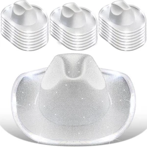 20 Pack Lights Cowboy Cowgirl Hat LED Flashing Light Up for Silver - Picture 1 of 6