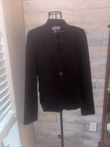 Calvin Klein Blazer Womens L Black Suit Jacket Fitted Business Career Classic - Picture 1 of 10