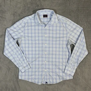 Untuckit Agnitio Shirt Mens L Blue Plaid Nylon Stretch Performance Casual - Picture 1 of 7