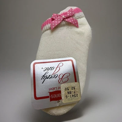 VTG Socks Hanes Beverly Jane Pink Polka Dot White Low Cut Orlon Acrylic 7-9 80's - Image 1 of 4