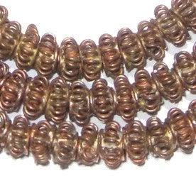 Handmade Copper Coil Lantern Beads 8mm West Africa African Disk Large Hole - Image 1 of 2