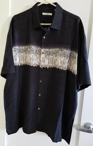 Moda Campia Moda XL Aloha Hawaiian Shirt Black Short Sleeve Cocktails Drinks EUC - Picture 1 of 4