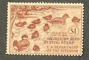 - #RW8 1941 - US Federal Duck Stamp - Faded Signature - Picture 1 of 1