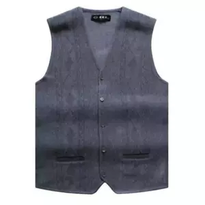 Herren Gestrickt Weste Strickjacke Tank Anzug V-Ausschnitt Pullover Business - Bild 1 von 9