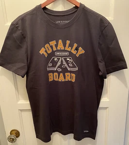 NWT Mens Life Is Good TOTALLY BOARD Cornhole Crusher Tee Shirt SIZE MEDIUM Black - Picture 1 of 7