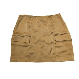 PACSUN Women's Satin Finish Cargo Pocket Mini Skirt Size S Brown Tan NWT - Picture 1 of 6