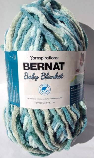 Bernat Baby Blanket Yarn Lot of 3 Skeins Baby Blue Green Super Bulky 6