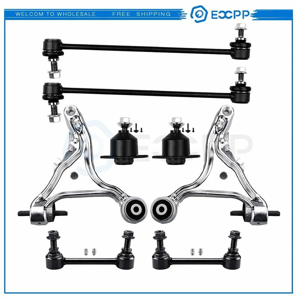8pcs For 2001-2007 Volvo V70 S60 Front Lower Control Arms Ball Joints Sway Bars - Image 1 of 4