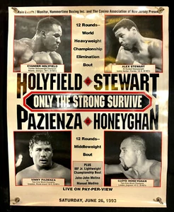Vintage 1993 Holyfield vs Stewart Poster ~ Boxing Only the Strong Survive - Picture 1 of 9