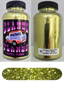 Blakes Metal Flake .015  Limetreuse Green Yellow Hot Rod custom 5oz jar - Picture 1 of 2