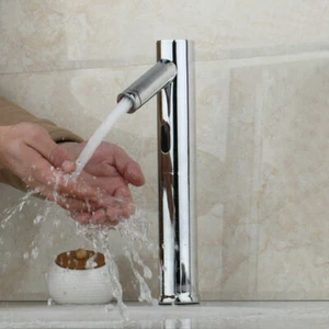 Touchless Automatic Sensor Faucet Bathroom Basin Sink Mixer 1 Hole Chrome Taps - Picture 1 of 9