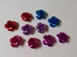 15mm Aluminum Rose Flower Beads 24pcs 6 Colors or Mix FLAT SHIP - Picture 1 of 8