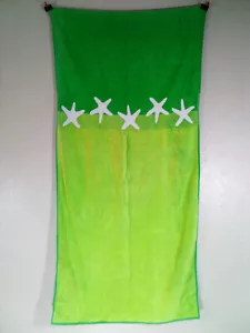 Large Starfish Beach Bath Towel Green and Yellow - Ocean Life Nature 55x27 inch - Picture 1 of 3