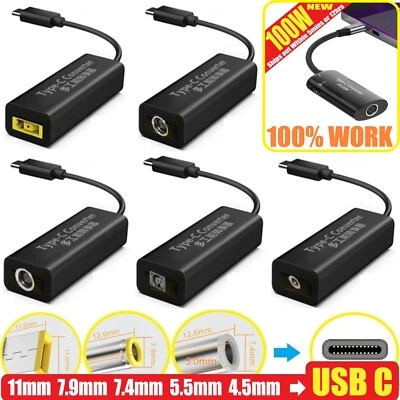 Adaptador de cargador de alimentación USB tipo C a computadora portátil PD cable de carga conector convertidor Foto 1 de 4