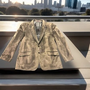 Robert Graham Blazer Jacket Gray Velvet Shimmer Lapel Embossed 46 Classic - Picture 1 of 14