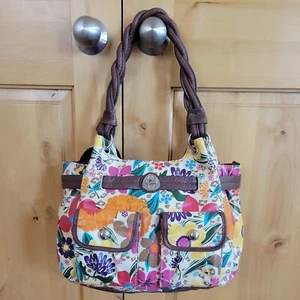 NWOT-PLUM-LG Womens Faux Leather Shoulder Handbag/Purse w/Flowers~15W x 10H x 7D - Picture 1 of 12