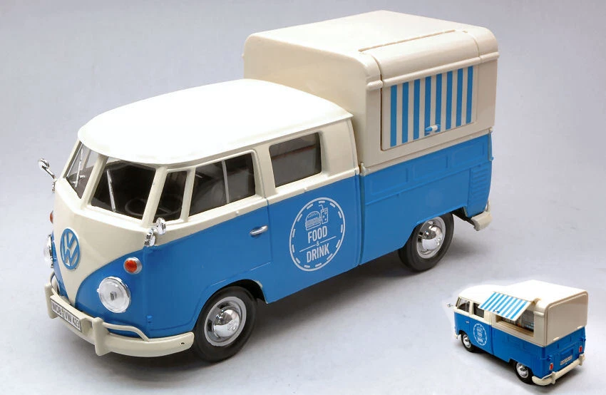 Miniature Voiture Bus Van VW TYPE 2 T1 DELIVERY VAN FOOD TRUCK Auto 1:24 Diecast - Photo 1/1