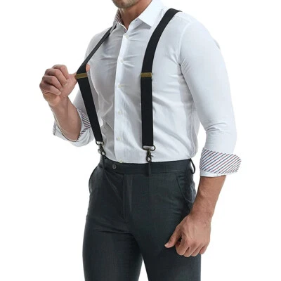 Cinturón trasero ajustable resistente para ganchos pesados hombres tirantes a presión vintage X Foto 1 de 4