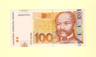 CROATIA HRVATSKA 100 KUNA 2002 P-41a XF++ Serial: AZ REPLACEMENT VERY RARE - Image 1 of 2