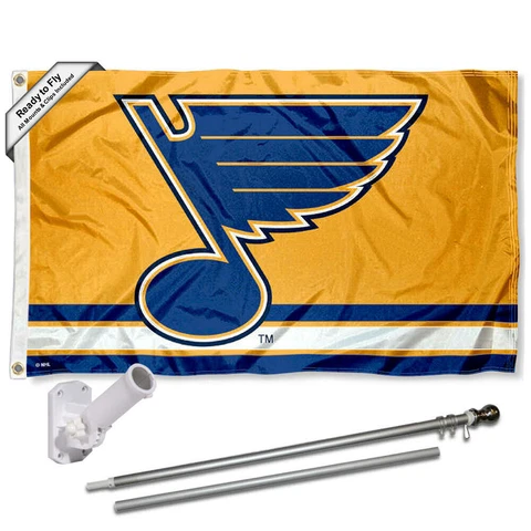 St. Louis Blues Gold Flag Pole and Bracket Kit Cover