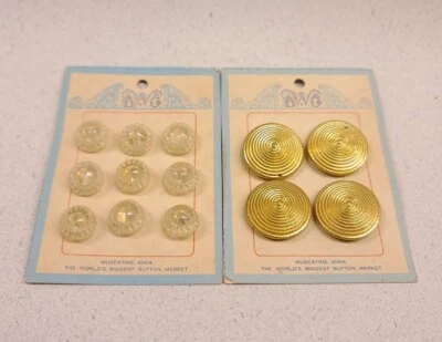 Vintage Lot of 2 BWC ~ 4 GOLD 3/4" & 9 LUCITE BUTTONS On Card New Old Stock - Image 1 of 4