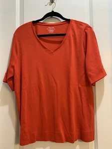 CHICO'S Ultimate Tee T-Shirt V-Ausschnitt Halbarm rot Gr. 3 - Bild 1 von 5