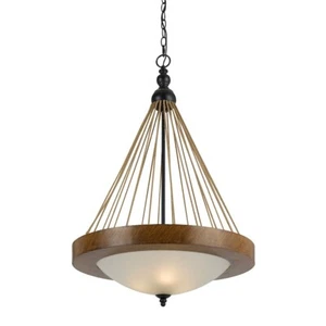 Cal Lighting Monticello 3 Light Pendant, Metal/Wood/White, 32" - FX-3563-1P - Picture 1 of 1