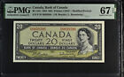 Canada modifié 20 $ dollars 1954 BC41b FW0859586 - PMG 67 superbe gemme UNC EPQ