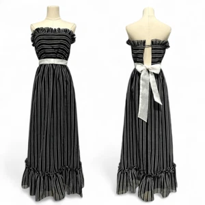 Maxi Vestido De Colección Saks Fifth Avenue Rayas Sin Tirantes XXS Baile de graduación Formal Evento Gala - Imagen 1 de 10