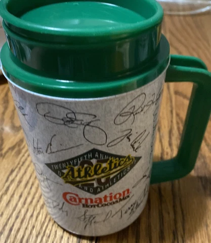 Vintage Oakland A's Baseball Thermo Large Plastic Cup Promo Carnation Cover