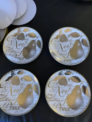 Juego de 4 platos navideños de restauración para celebrar Noel Peace adorno dorado Foto 1 de 4