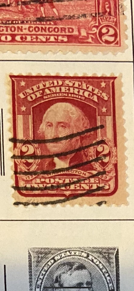 Rare; US; George Washington 2 Cent Stamp; Red Carmine Stamp; 1902 Antique  - Image 1 of 1
