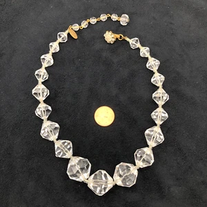 Miriam Haskell Clear Faceted Lucite Choker Necklace Vintage - Picture 1 of 22