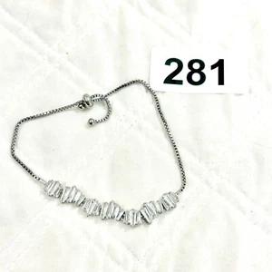 Prism Baguette Tennis Bracelet Swarovski Crystal Stones 18K White Gold Plated - Picture 1 of 7