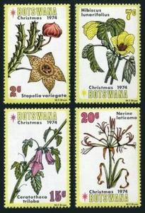 Botswana 128-130, 131a sheet, MNH. Michel 128-131,Bl.8. Christmas 1974. Flowers. - Picture 1 of 2