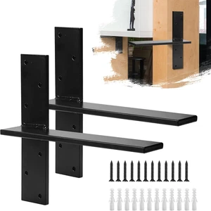 2 Pack Floating Shelf Brackets, Granite Support Bracket, Heavy Duty Steel Free H - Picture 1 of 14