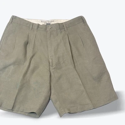Banana Republic Mens Pleated Linen Shorts Khaki Size 34 Casual Summer Classic - Image 1 of 4