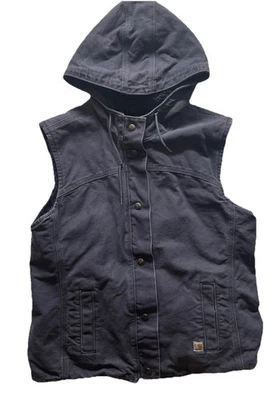 Chaleco Berkley de arenisca Carhartt vintage para mujer forrado Sherpa con capucha azul marino talla M Foto 1 de 4
