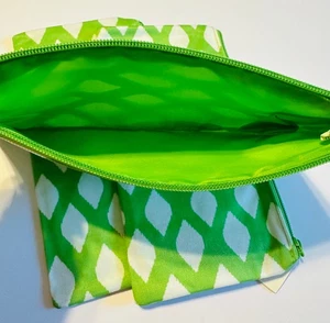 3 PACK!! MSC Mainstreet Collection Green with White Makeup bag - Picture 1 of 2