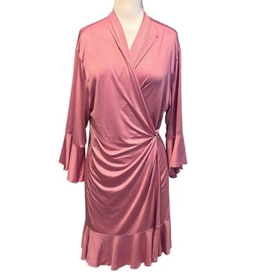 Bata rosa sedosa envolvente con volantes azul rosa Kennedy talla única Foto 1 de 4