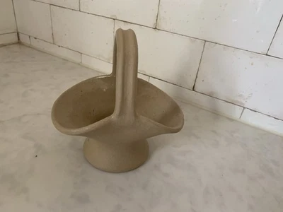 Vintage Dee Cee Stoneware Pottery Beige Basket Vase - Image 1 of 4