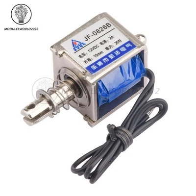 JF-0826B 12V 2A Reset 10MM 20N Push Pull Type Open Frame Solenoid Electromagnet - Image 1 of 4