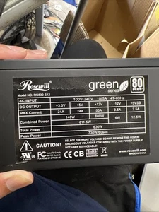 Alimentation de bureau ATX Rosewill Green Series (630 W) | RG630-S12 | Testée ! - Photo 1/5