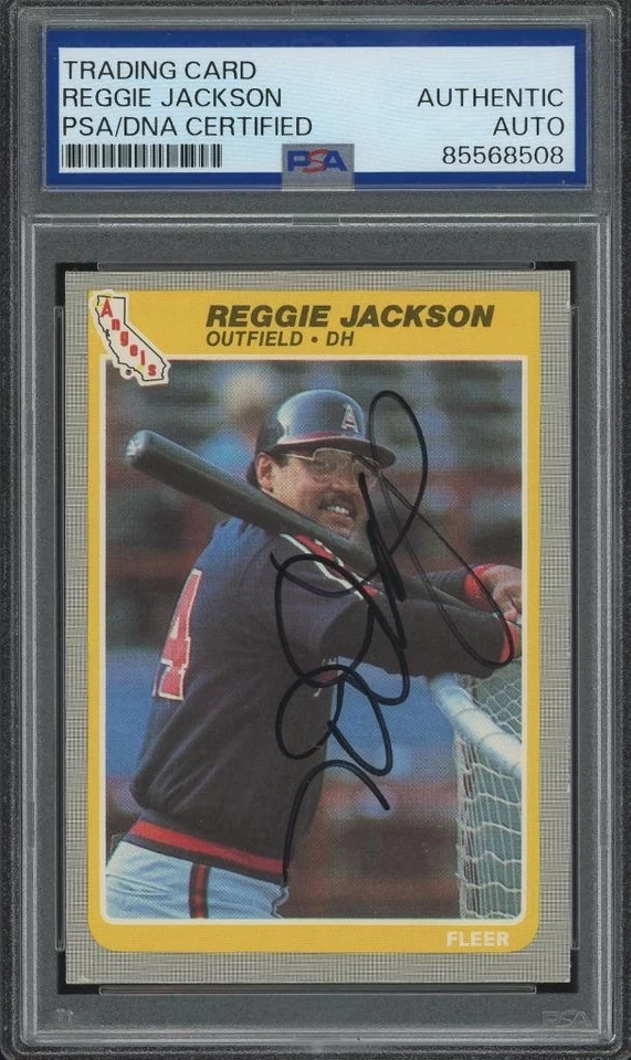 1985 Fleer REGGIE JACKSON signed card #303 (Angels - autograph) HOF - PSA/DNA - Image 1 of 1