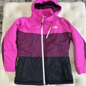 The North Face Hyvent Hooded Winter Ski Jacket Youth L 14-16 Pink Black NWOT - Picture 1 of 12