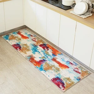 Rugs for Hallway, Colorful Modern Abstract Low Pile Large Carpet with Rubber ... - Picture 1 of 9