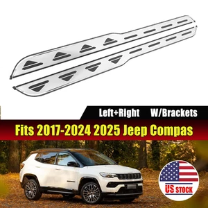 Running Board Fits for 2017-2024 2025 Jeep Compass Side Step Nerf Bar w/brackets - Picture 1 of 9