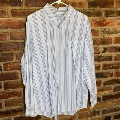 Sonoma White Blue Striped Long Sleeve Button Down Shirt Men's Size Large - Image 1 of 4