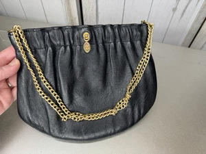 Schwarze Leder Vintage 50er 60er edle Leder Handtasche Mardane Handtasche - Bild 1 von 5